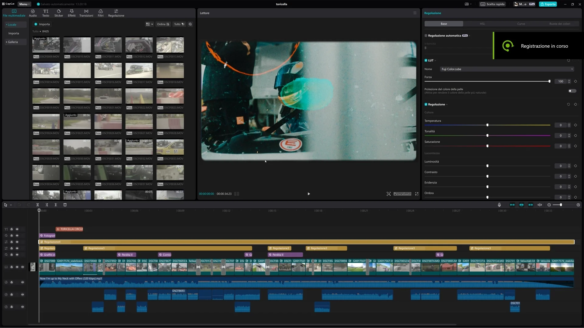 CapCut desktop timeline with video and audio clips