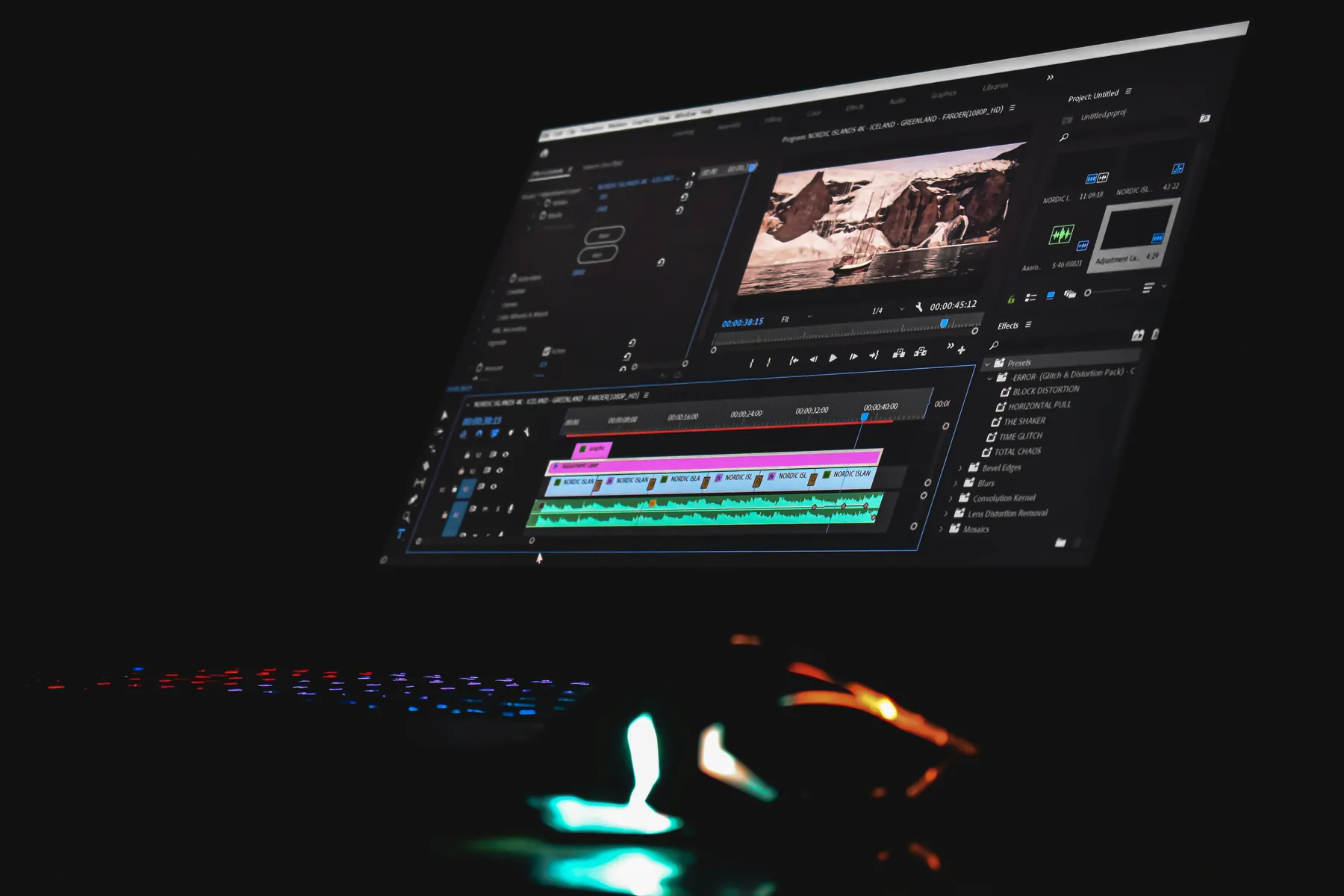 Editor adding credits to a video project