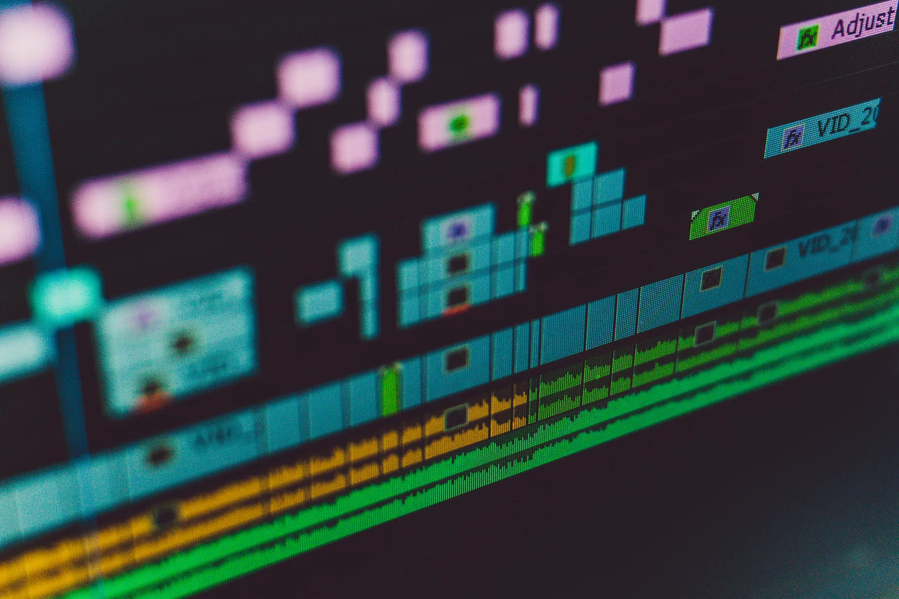 Colorful video editing timeline
